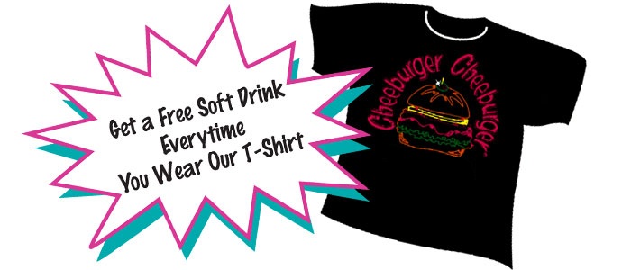 get a free soft drink everytime you wear our t-shirt